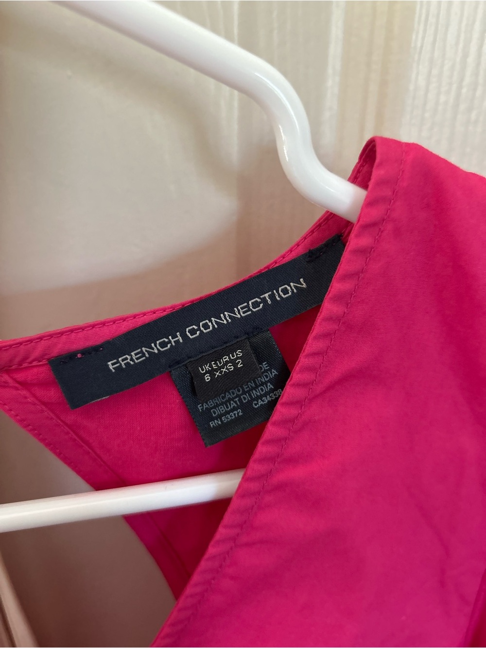 French Connection Fuchsia Puff-Sleeve Tiered Mini Dress - Picture 3 of 3